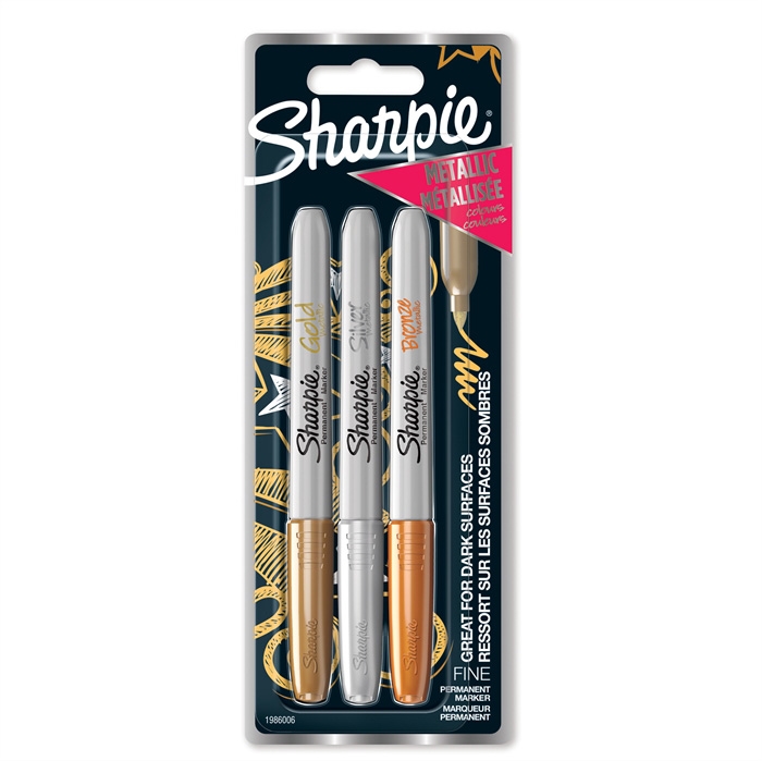 Sharpie Marker Metallic 1.4mm assorted Gold/Silver/Bronze (3)