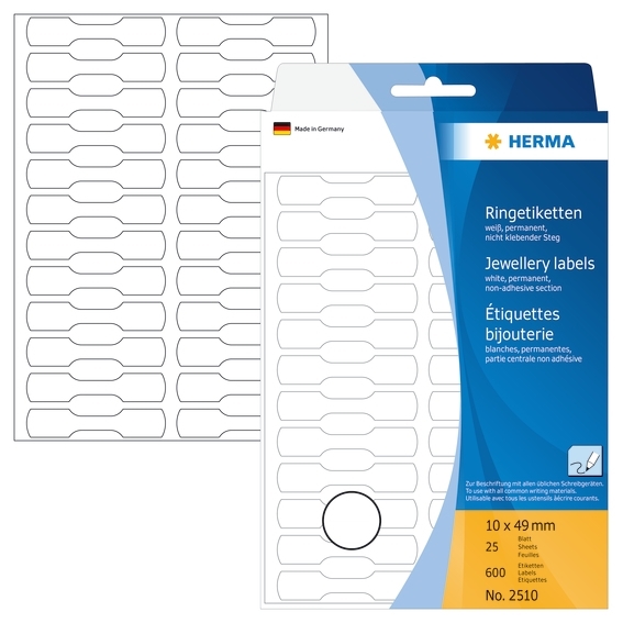 HERMA manual Jewellery labels 10 x 49 white mm, 600 pcs.