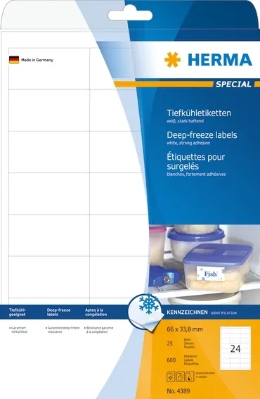 HERMA freezer labels 66 x 33.8 mm, 600 pieces.