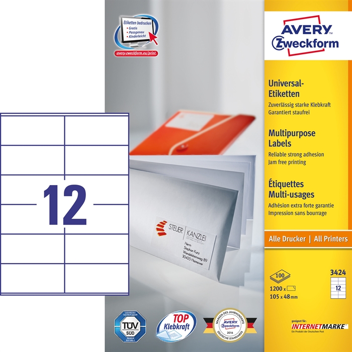 Avery ILC universal label 105 x 48 mm, 1200 pieces.