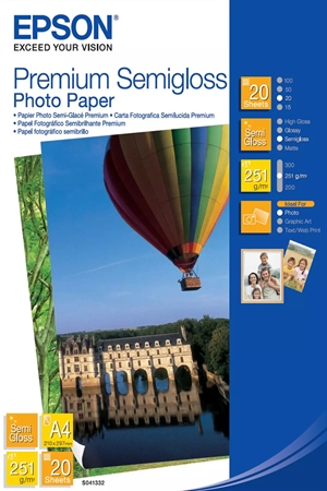 Epson A4 Premium Semigloss Photo Paper 251 g/m², 20 sheets