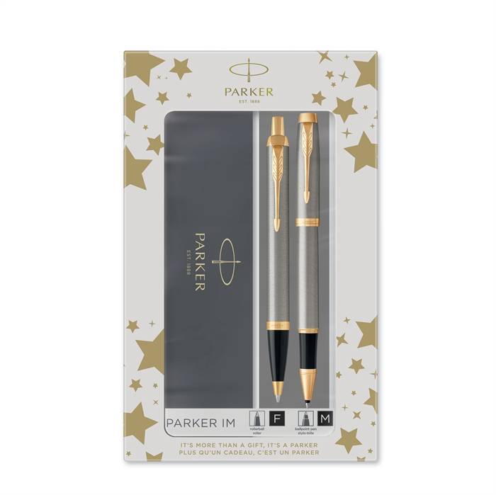 Parker Duoset IM Metal GT ballpoint pen + rollerball silver