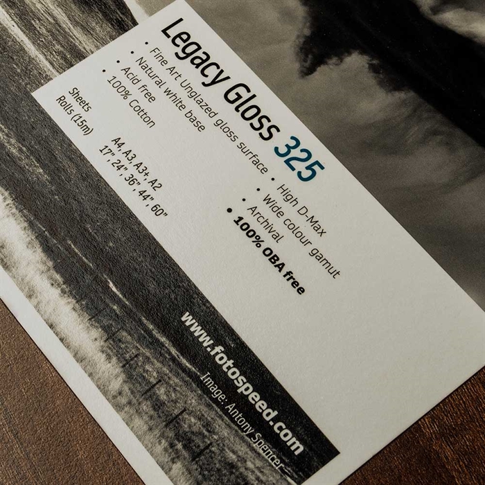 Fotospeed Legacy Gloss 325 g/m² - A3+, 25 sheets